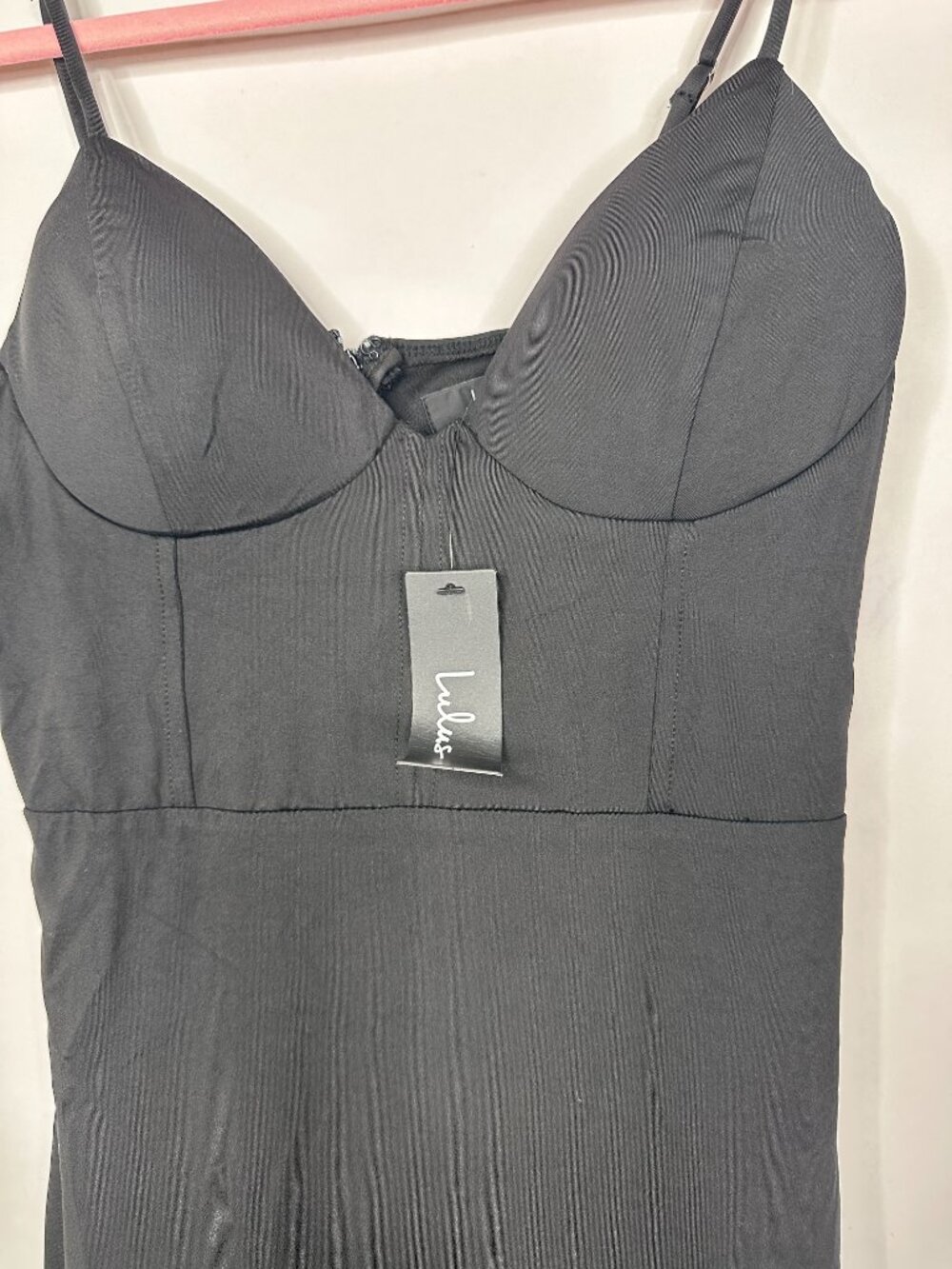 NWT Lulus Sophisticated Soiree Black Bustier Midi Bodycon Dress Medium #A2663 - Picture 5 of 12